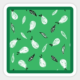 Kelly Green Leafy Pears Sticker